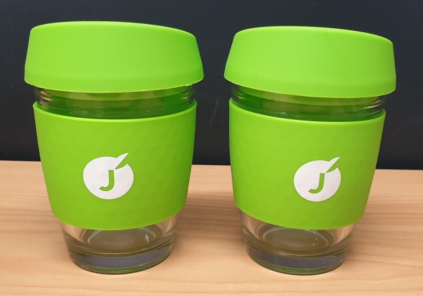 Branded Reusable Glass Coffee Cups for Jenkins Freshpac Systems